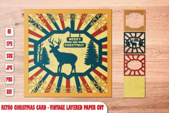 Bringing the Golden Age of Holidays to Life with a Vintage Christmas Reindeer Retro Layered Paper Cut