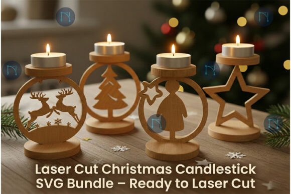 Elevate Your Holiday Workshop with the Laser Cut Christmas Candlestick SVG Set