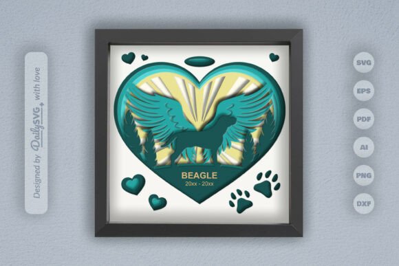 Memorial Dog Beagle Layered Papercut