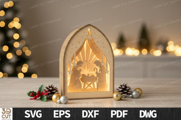 Nativity Scene Layered Lantern SVG
