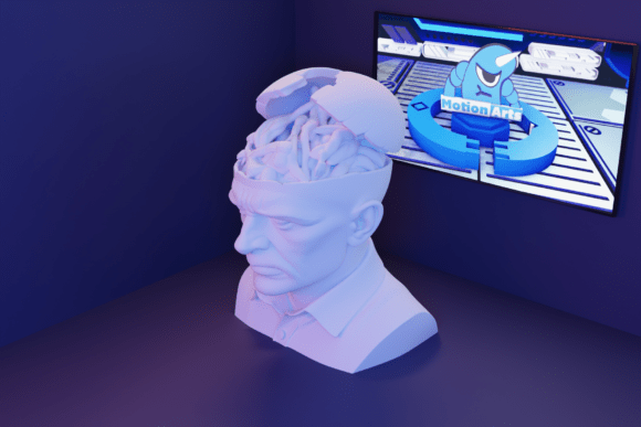 Open and Abstract Head: A Modern 3D Sculpture