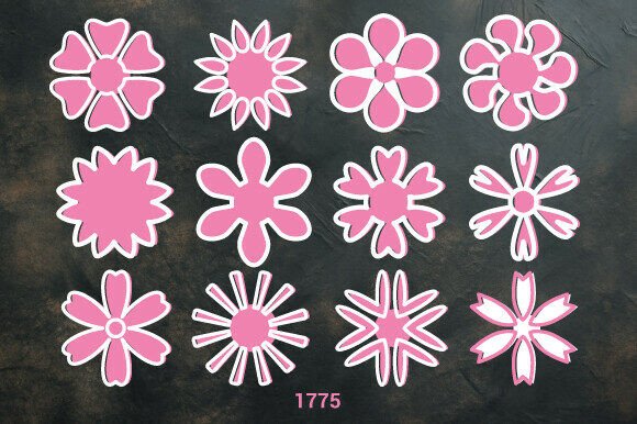 Outline Layered Flowers Decor Topper1775