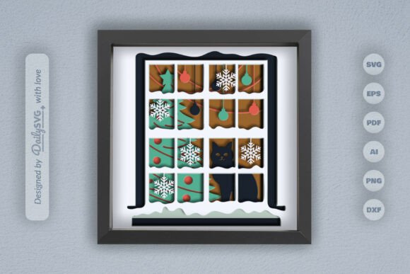 Snowie Christmas Night with Cat Layered: A Digital Design for Every Maker