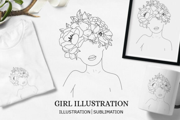 Unlocking Creativity with the Illustration Woman with Flowers Woman Collection
