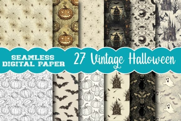 Vintage Halloween Digital Paper: Nostalgic Charm for Creators
