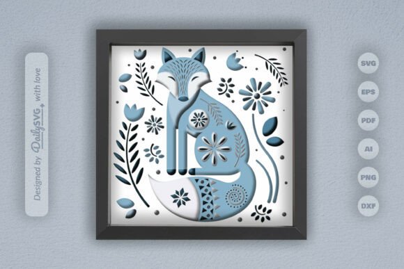 Winter Fox Folk Art Layered Papercut