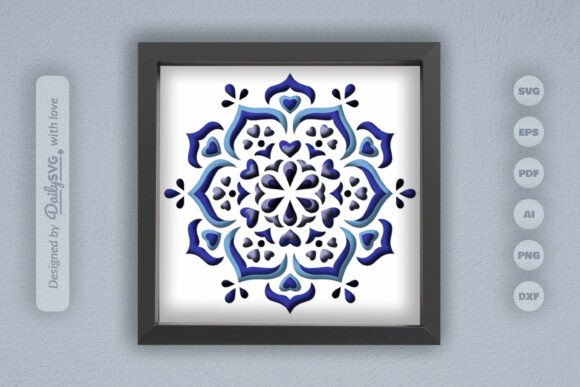 Winter Heart Mandala Layered Papercut
